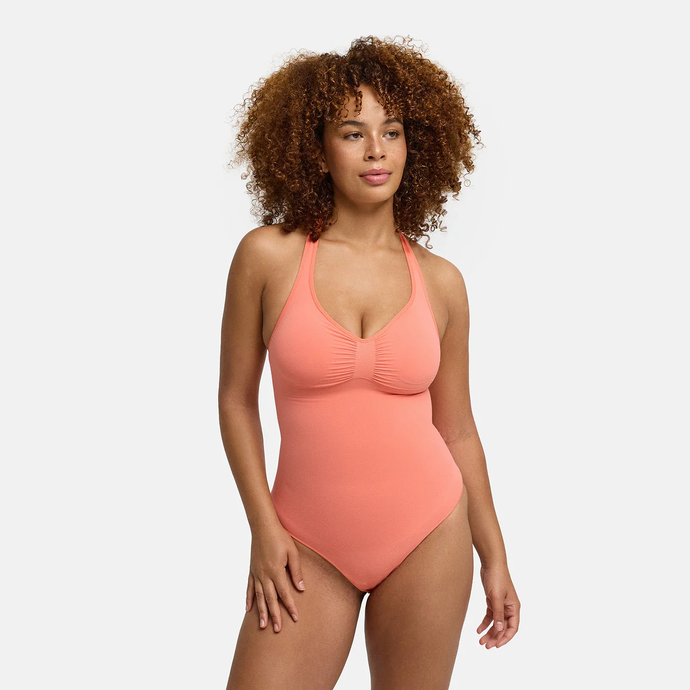 Neckholder Bodysuit Sculpting Shapewear mit integrierten Pads mit String - Image 6